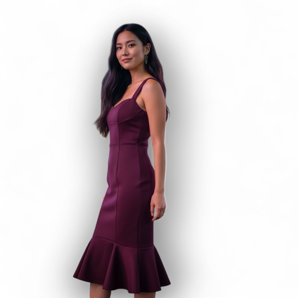 Bettie Page “Purple Tart” Plum Mermaid Wiggle Dress XS – Retro Pinup Classic